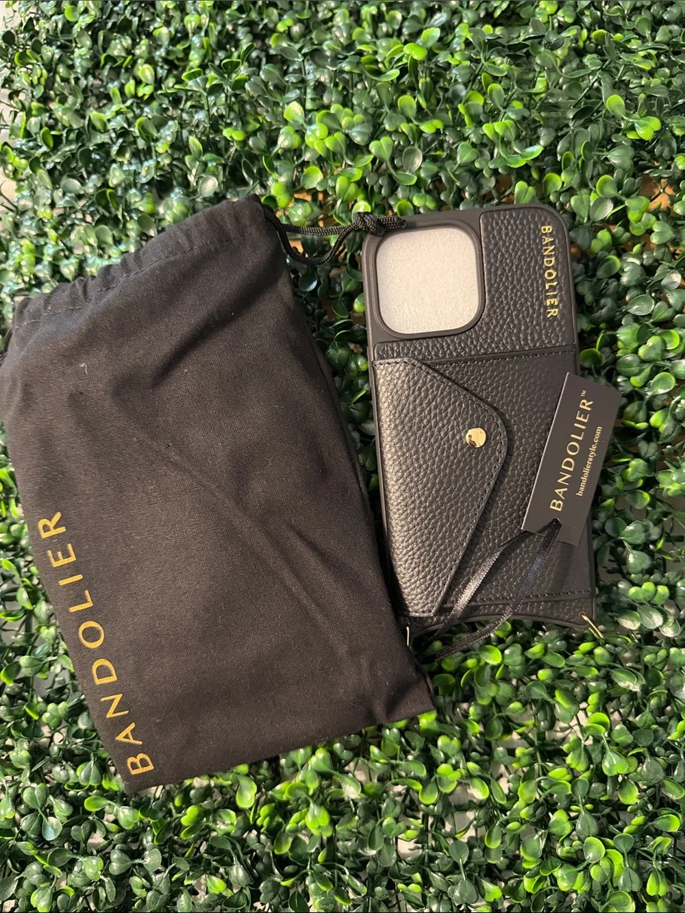 Bandolier Black Pebbled Leather Crossbody Phone Case iPhone 14 ProMax NIB